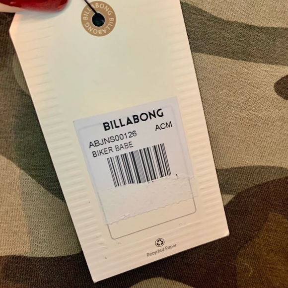 NWT Billabong Athletic Shorts Medium Olive Green Camo Biker Babe Cotton Stretch - Picture 9 of 14